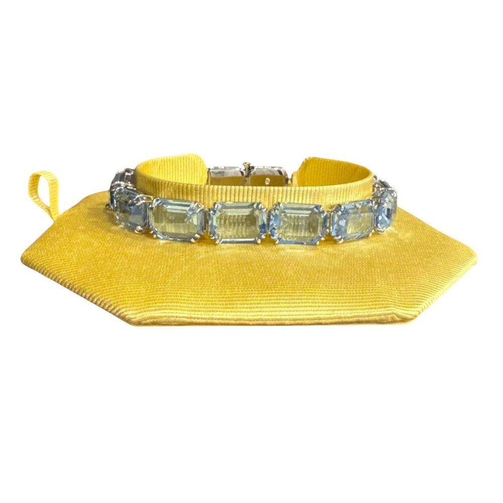 Swarovski Millenia Crystal Blue Square Cut Rhodium-Plated